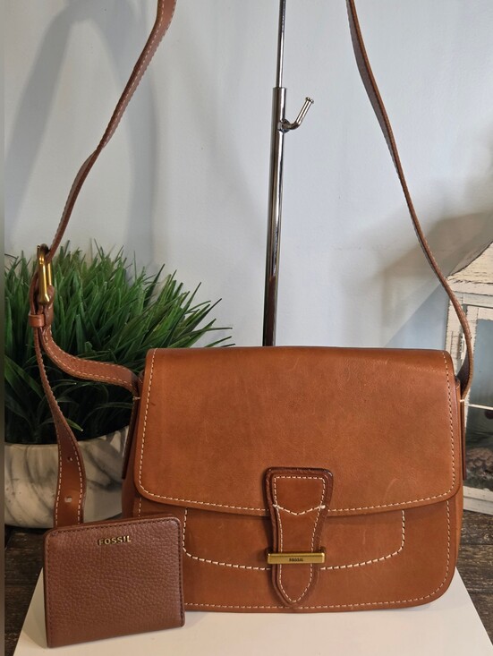Fossil Handbags - Fossil Tremont Flap Crossbody Handbag and Fossil Brown Leather Wallet.